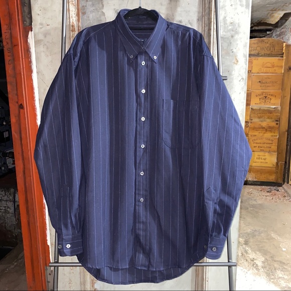 Burberry Navy Blue Striped Button Down Shirt - Picture 1 of 10